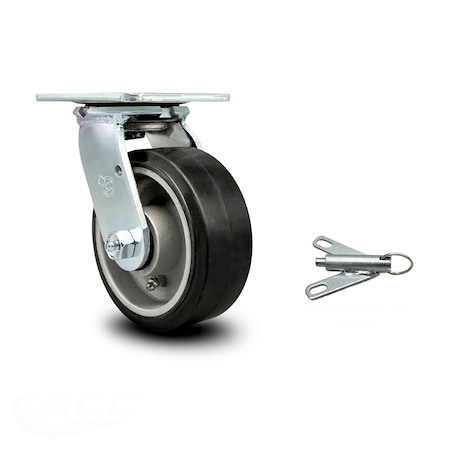 Service Caster 5 Inch Rubber on Aluminum Swivel Caster with Roller Bearing and Swivel Lock SCC SCC-30CS520-RAR-BSL
